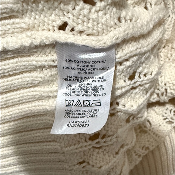 LOFT Women’s Cream Open Stitch Pointelle Knit Sweater~ Size Small - Picture 6 of 7
